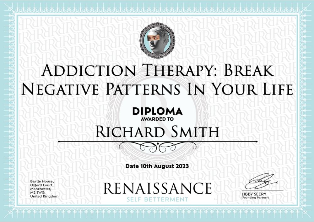 Example of Addiction Therapy: Break Negative Patterns In Your Life Diploma