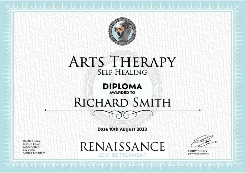 Example of renaissance self betterment's diploma for art therapy self healing