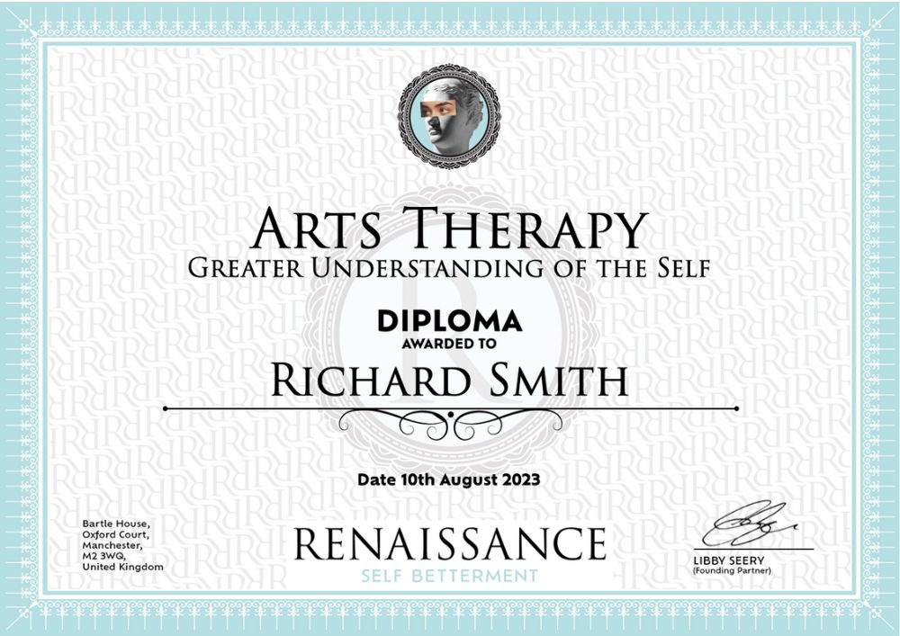 An example of Renaissance Self Betterment's Diploma for Art therapy a greater understanding of the self